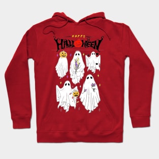 Ghostly Gathering: Cute Spirits Celebrate Halloween with Joy! Hoodie